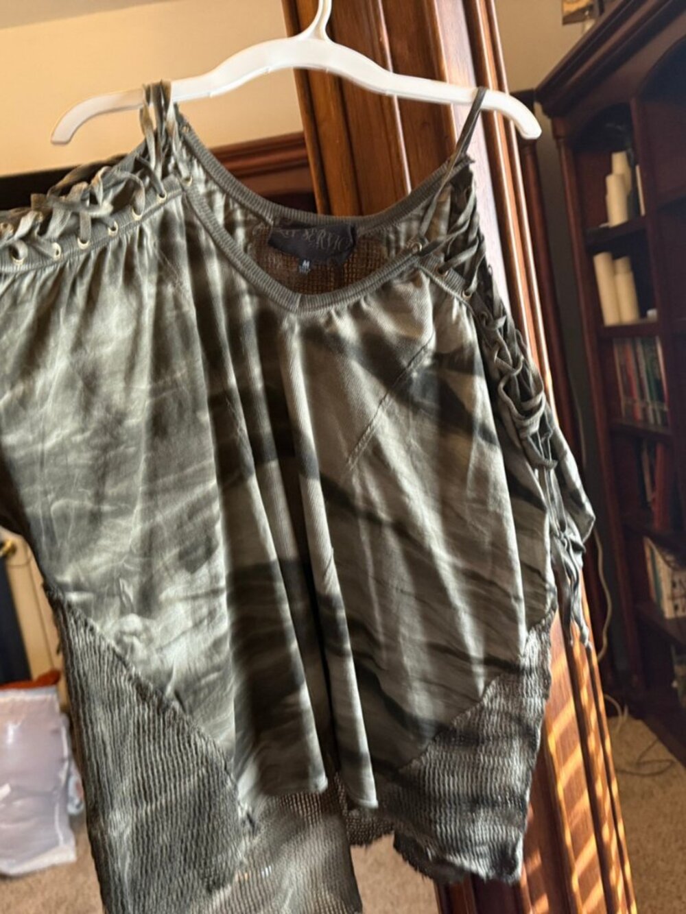 Lip Service Chaos Top Olive Mesh Lace Up Post Apocalyptic VHTF